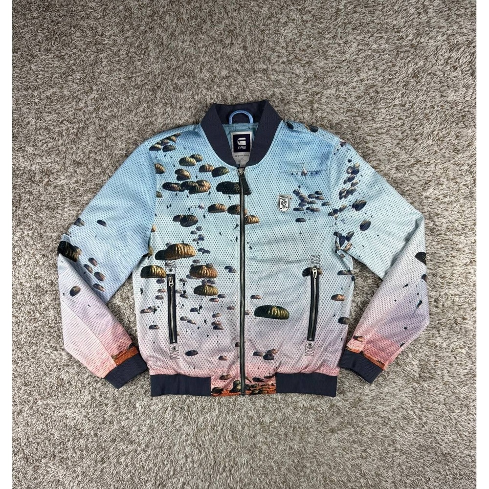 G-Star Raw Halo Bomber Jacket Over Print Full Zip Mesh Men's Size Large